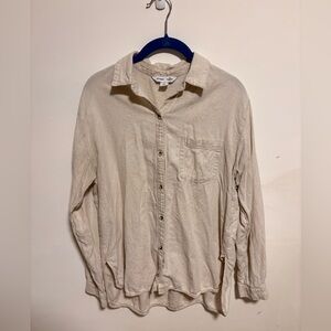 Old Navy Beige/Tan Linen-Blend Button-Up Shirt